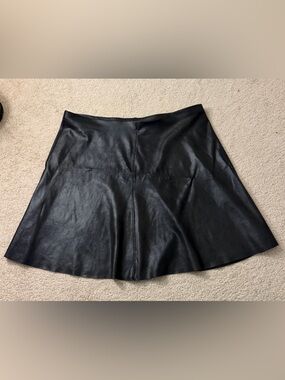 SPANX Black Faux Leather A-Line Skirt
